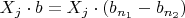 $X_j \cdot b = X_j \cdot (b_{n_1} - b_{n_2})$