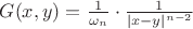 $G(x, y)=\frac{1}{\omega_{n}}\cdot \frac{1}{|x-y|^{n-2}}$