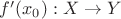 $f'(x_0):X \to Y$