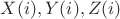 $X(i), Y(i), Z(i)$