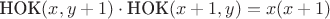 $\textrm{НОК}(x,y+1)\cdot \textrm{НОК}(x+1,y)=x(x+1)$