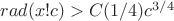 $ rad(x!c)>C(1/4)c^{3/4}$