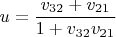 $u=\dfrac{v_{32} + v_{21}}{1+v_{32} v_{21}}$