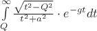 $\int\limits_{Q}^{\infty}\frac{\sqrt{t^2 -Q^2}}{t^2 +a^2}\cdot e^{-gt} dt$