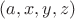 $(a,x,y,z)$ $(a,x,y,z)$