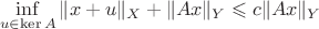 $$\inf\limits_{u\in\ker A}\|x+u\|_X+\|Ax\|_Y\leqslant c\|Ax\|_Y$$