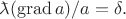 $\rlap{\(\bar{\phantom{a}}\)}\lambda(\operatorname{grad}a)/a=\delta.$