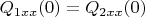 $Q_{1xx}(0)=Q_{2xx}(0)$