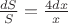 $\frac{dS}{S}=\frac{4dx}{x}$