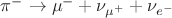 $\pi^- \to \mu^- + \nu_{\mu^+} + \nu_{e^-}$