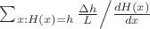 $\sum_{x:H(x)=h} \frac{\Delta h}{L} \Big/\frac{d H(x)}{d x}$