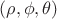 $(\rho,\phi,\theta)$