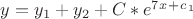 $y=y_1+y_2+C*e^7^x^+^c^_1$