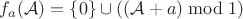 $f_a(\mathcal A) = \{0\}\cup((\mathcal A + a)\bmod 1)$