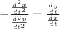 $-\frac{\frac{d^{2}x}{dt^{2}}}{\frac{d^{2}y}{dt^{2}}}=\frac{\frac{dy}{dt}}{\frac{dx}{dt}}$