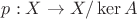 $p:X\to X/\ker A$