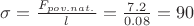 $\sigma = \frac{F_{pov.nat.}}{l} = \frac{7.2}{0.08} = 90$ $\sigma = \frac{F_{pov.nat.}}{l} = \frac{7.2}{0.08} = 90$