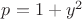 $p = 1+y^2$