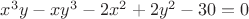 $x^3y-xy^3-2x^2+2y^2-30=0$