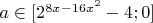 $a \in [2^{8x-16x^2}-4;0]$