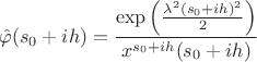$$ \hat{\varphi}(s_0 + ih) = \frac{\exp\left(\frac{\lambda^2(s_0+ih)^2}{2}\right)}{x^{s_0+ih}(s_0 + ih)} $$