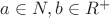 $a \in N,  b\in R^+$