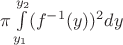 $\pi \int\limits_{y_1}^{y_2} (f^{-1}(y))^2 dy$
