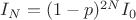 $  I_{N}=(1-p)^{2N}I_{0}  $