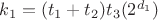 $k_1=(t_1+t_2)t_3(2^{d_1})$