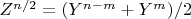 $Z^{n/2}=(Y^{n-m}+Y^m)/2$