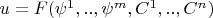 $u = F(\psi ^1,..,\psi ^m, C^1,..,C^n)$