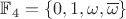 $\mathbb F_4 = \{0, 1, \omega, \overline \omega\}$