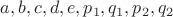 $a,b,c,d,e,p_1,q_1,p_2,q_2$