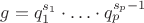 $g= q_1^{s_1}\cdot {&hellip;}\cdot q_p^{s_p-1} $