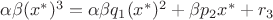 $\alpha\beta (x^{\ast})^3=\alpha\beta q_1 (x^{\ast})^2+\beta p_2 x^{\ast}+r_3$