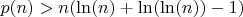 $p(n)>n(\ln(n)+\ln(\ln(n))-1)$