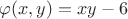 $\varphi(x,y)=xy-6$ $\varphi(x,y)=xy-6$