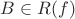 $B\in R(f)$