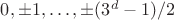$0,\pm1,\dots,\pm(3^d-1)/2$