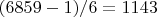 $(6859-1)/6=1143$