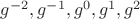 ${g^{-2}, g^{-1}, g^{0}, g^{1}, g^{2}}$