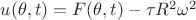 $u(\theta, t) = F(\theta, t) - \tau R^2 \omega^2$