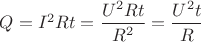 $Q=I^2Rt=\dfrac{U^2Rt}{R^2}=\dfrac{U^2t}{R}$