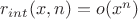 $r_{int}(x,n)=o(x^n)$