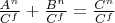 $ \frac {A^n} {C^f} + \frac {B^n} {C^f} = \frac {C^n} {C^f}$