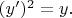 $(y')^2=y.$