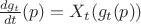 $\frac{d g_{t}}{dt}(p)= X_{t} (g_{t}(p))$