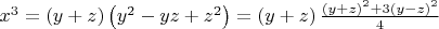 ${{x}^{3}}=\left( y+z \right)\left( {{y}^{2}}-yz+{{z}^{2}} \right)=\left( y+z \right)\frac{{{\left( y+z \right)}^{2}}+3{{\left( y-z \right)}^{2}}}{4}$