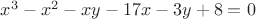 $x^3-x^2 -xy-17x-3y+8=0$