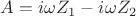 $A=i\omega Z_1-i\omega Z_2$